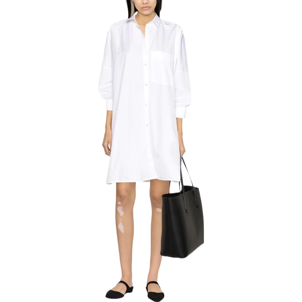 Shop (Women) JIL SANDER FW22 White Single-Breasted Loose Fit Long Sleeve Shirt for Women J05DL0007J45001100