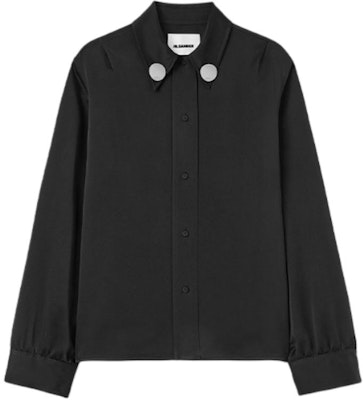 (Women) Jil Sander FW24 Black Long-Sleeve Solid Color Collared Shirt J02DL0217-J76018-001 Buy (Women) Jil Sander FW24 Black Long-Sleeve Solid Color Collared Shirt J02DL0217-J76018-001