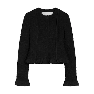 (Women) Jil Sander FW24 Single-Breasted Black Knit Long Sleeve Jacket. J02BN0211J70193-001