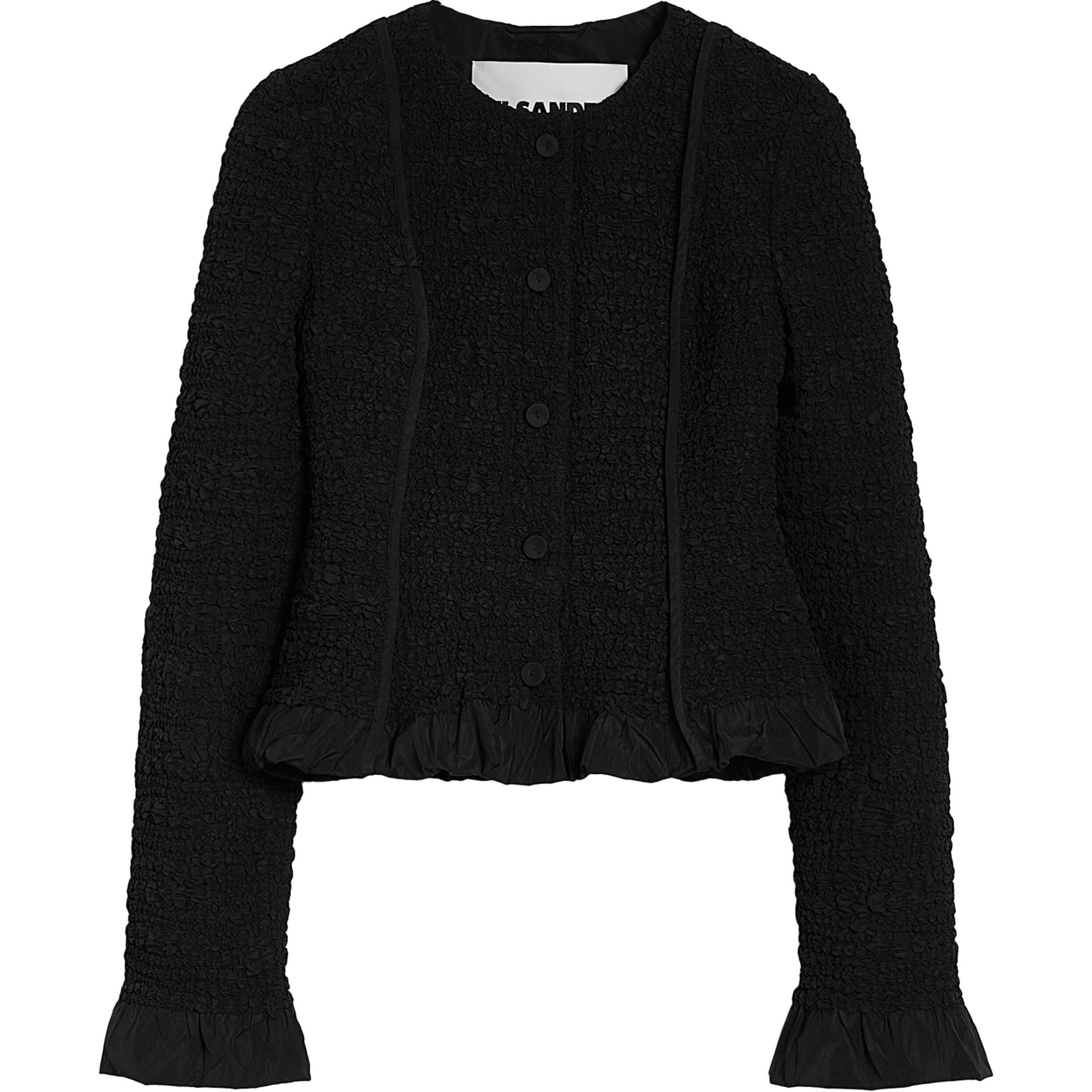 Order (Women) Jil Sander FW24  Single-Breasted Black Knit Long Sleeve Jacket. J02BN0211J70193-001