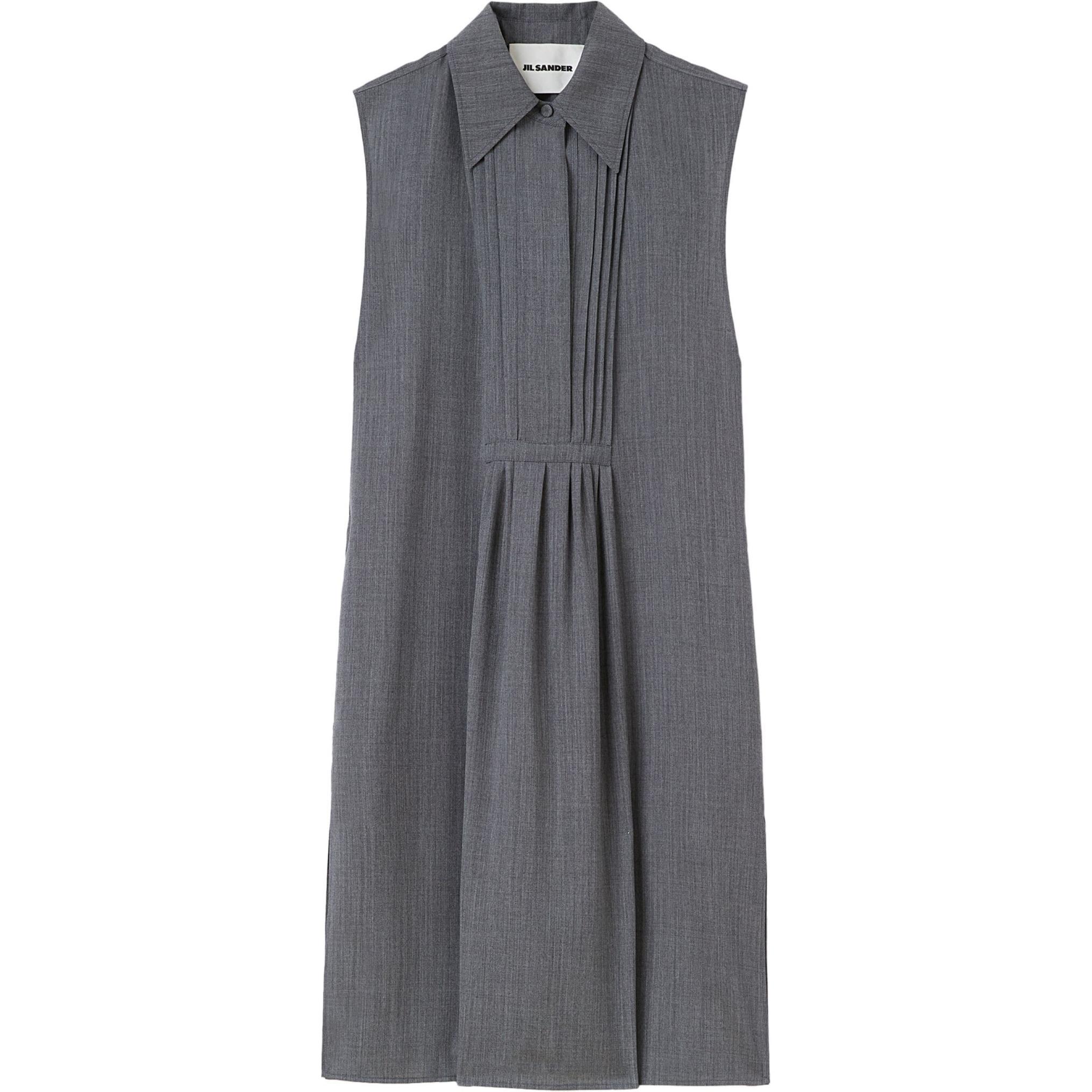 (Women) Jil Sander FW24  Sleeveless Solid Button-Front Dress Grey J02CT0399J40171-GRAY
