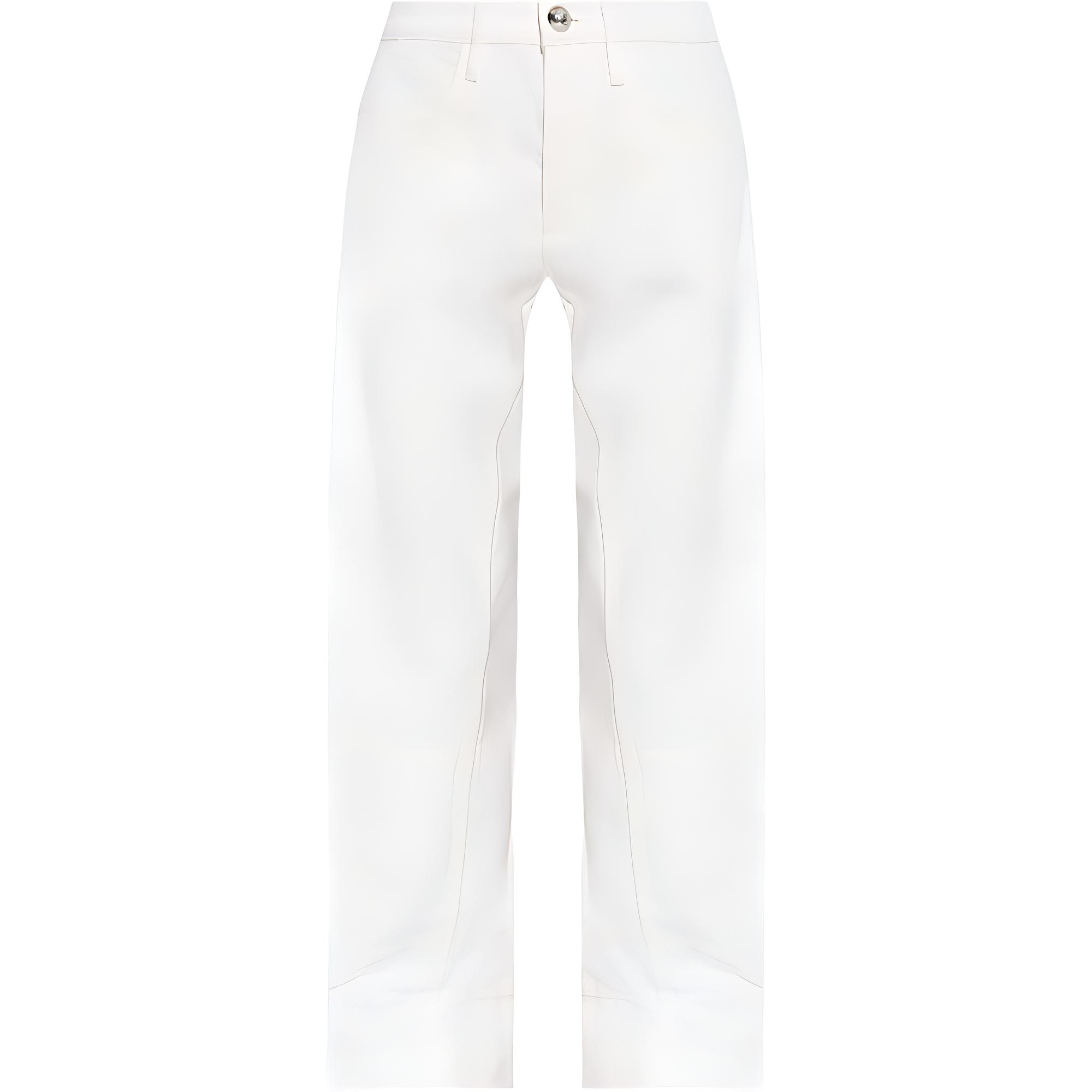 (Women) Jil Sander FW24 Mid-Rise White Casual Pants with Hidden Zip for Women. J04KA0115J46463-WHITE