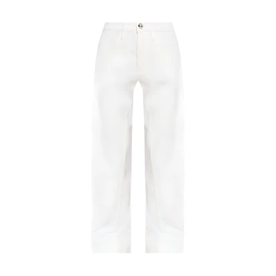 (Women) Jil Sander FW24 Mid-Rise White Casual Pants with Hidden Zip for Women. J04KA0115J46463-WHITE