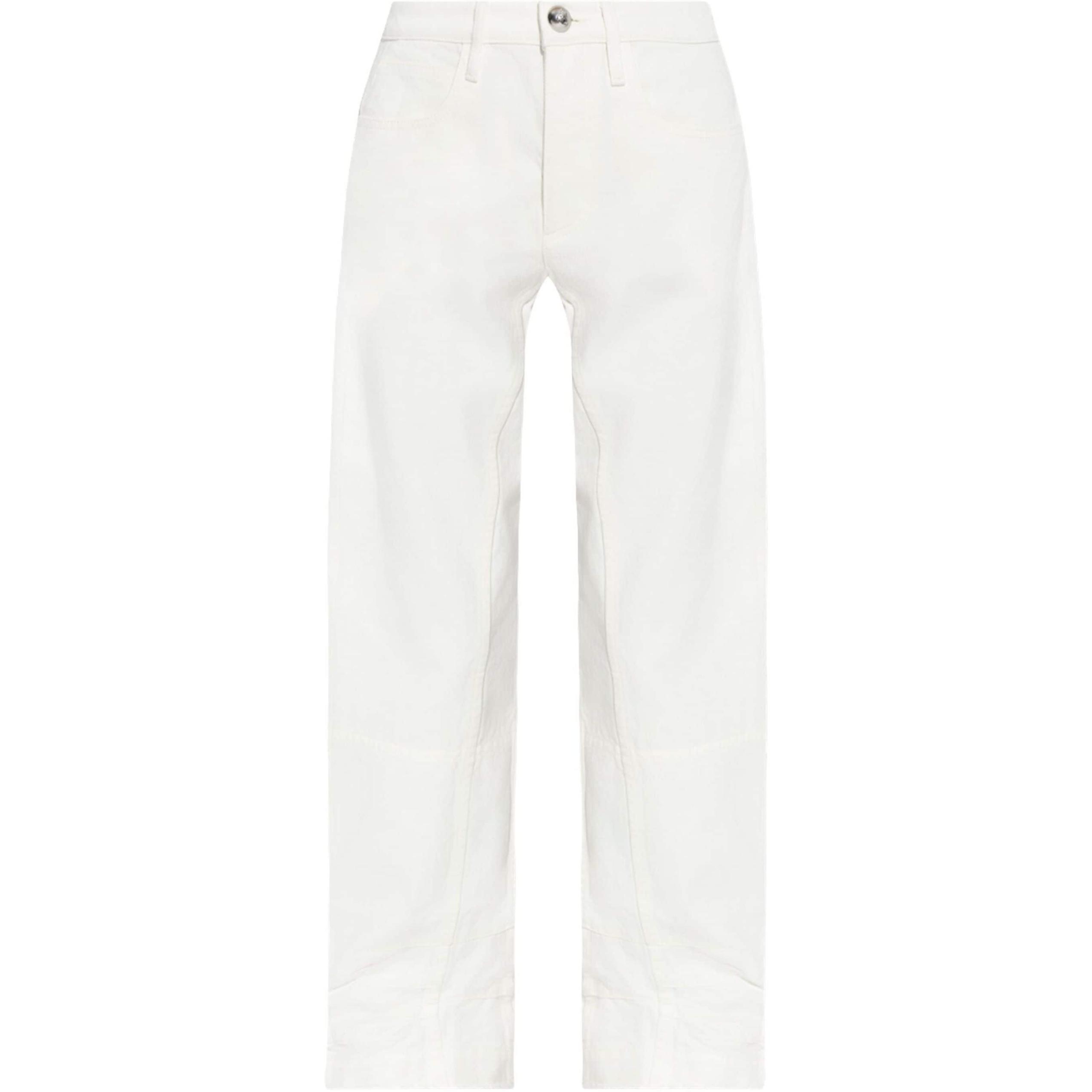 Order (Women) Jil Sander FW24 Mid-Rise White Casual Pants with Hidden Zip for Women. J04KA0115J46463-WHITE
