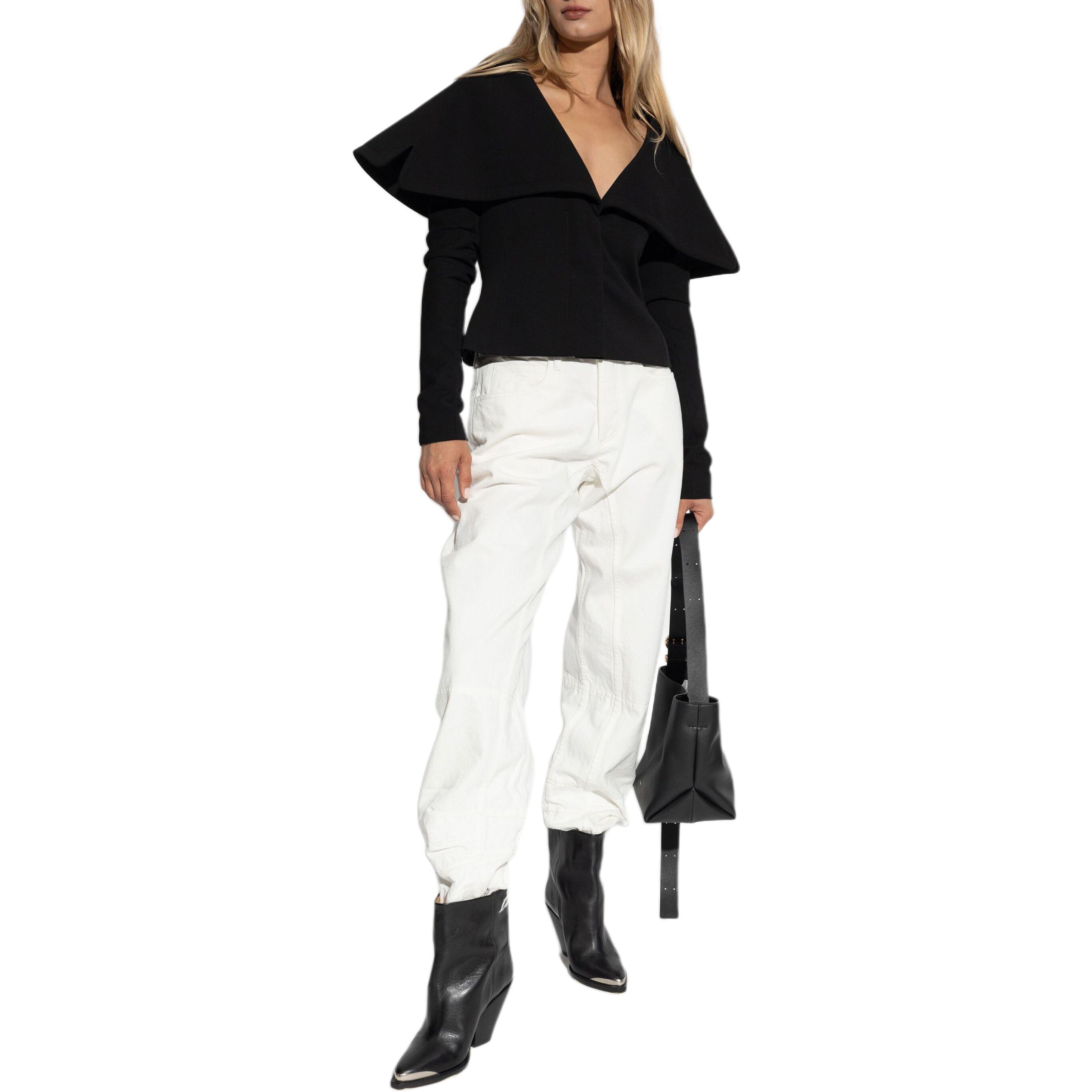 Lookbook (Women) Jil Sander FW24 Mid-Rise White Casual Pants with Hidden Zip for Women. J04KA0115J46463-WHITE