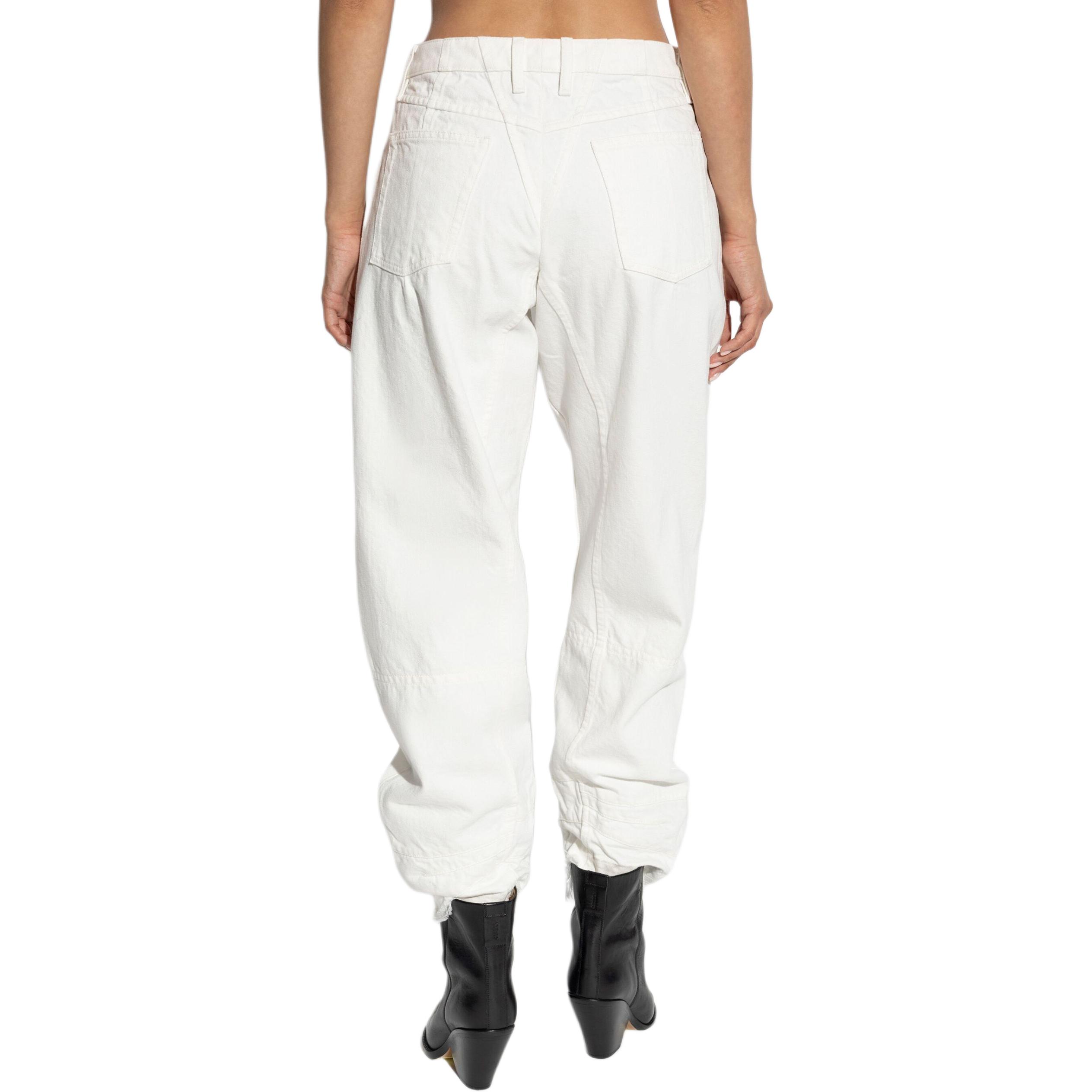 Shop (Women) Jil Sander FW24 Mid-Rise White Casual Pants with Hidden Zip for Women. J04KA0115J46463-WHITE