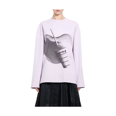 (Women) JIL SANDER Pink Graphic Print Loose Fit Long Sleeve T-Shirt Women. J03GC0120J20218-565