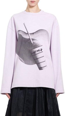 (Women) JIL SANDER Pink Graphic Print Loose Fit Long Sleeve T-Shirt Women. J03GC0120J20218-565 Order (Women) JIL SANDER Pink Graphic Print Loose Fit Long Sleeve T-Shirt Women. J03GC0120J20218-565