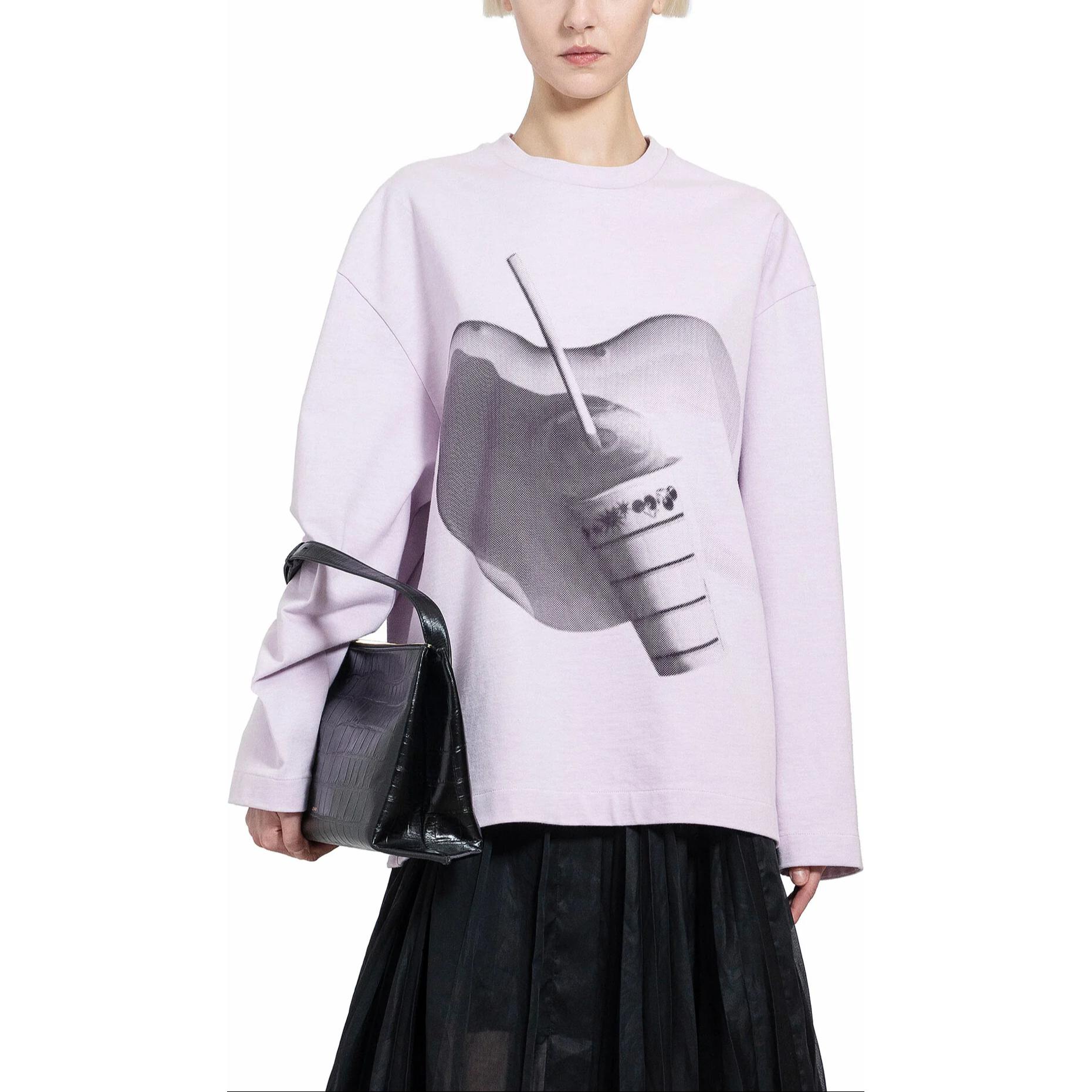 Lookbook (Women) JIL SANDER Pink Graphic Print Loose Fit Long Sleeve T-Shirt Women. J03GC0120J20218-565