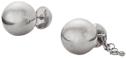 (Women) Jil Sander Silver Spherical Letter Engraved Earrings J11VG0004_J12002 (Women) Jil Sander Silver Spherical Letter Engraved Earrings J11VG0004_J12002