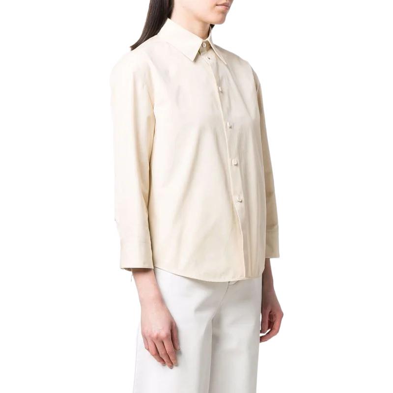 Purchase (Women) Jil Sander SS22  Beige 3/4 Sleeve Solid Button-Up Shirt JSCU600305WU244200-277