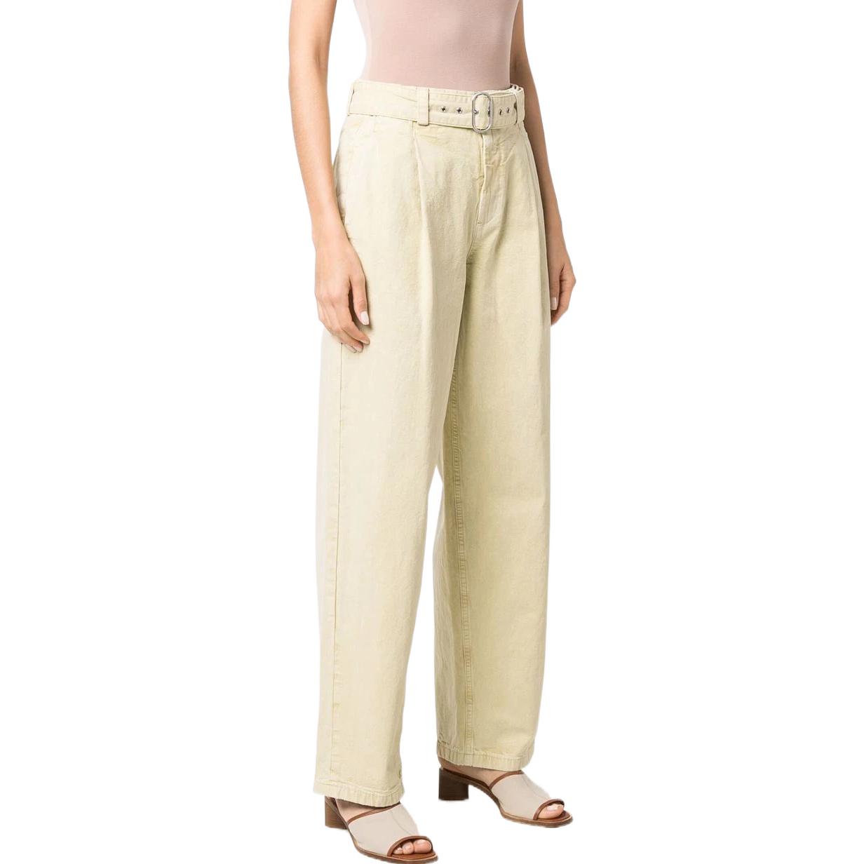 Purchase (Women) Jil Sander SS22  Beige Pleated Straight-Leg Casual Pants. JPPU311005WU241400A332