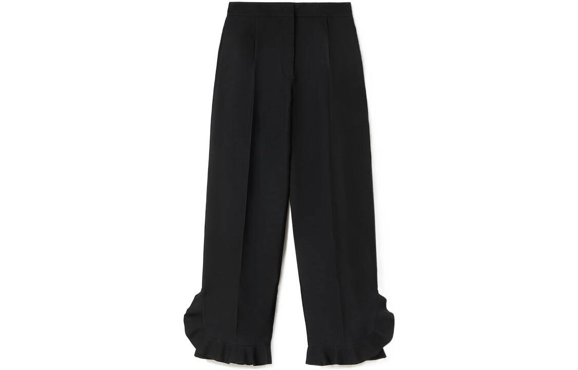 (Women) JIL SANDER SS22  Black Cropped Lace Detail Trousers JSPU311000-WU470300-001