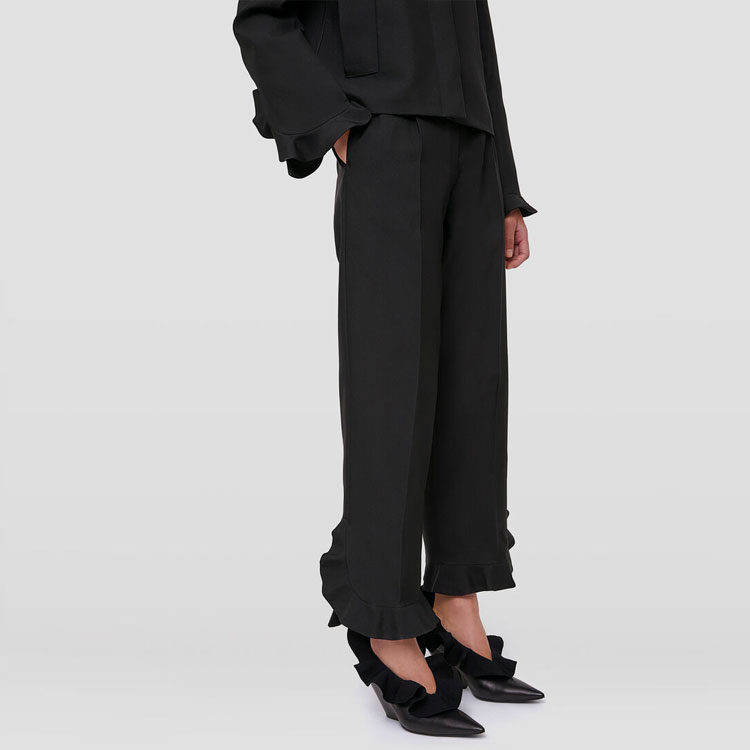 Details for (Women) JIL SANDER SS22  Black Cropped Lace Detail Trousers JSPU311000-WU470300-001