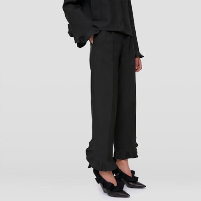 (Women) JIL SANDER SS22 Black Cropped Lace Detail Trousers JSPU311000-WU470300-001 Details for (Women) JIL SANDER SS22 Black Cropped Lace Detail Trousers JSPU311000-WU470300-001