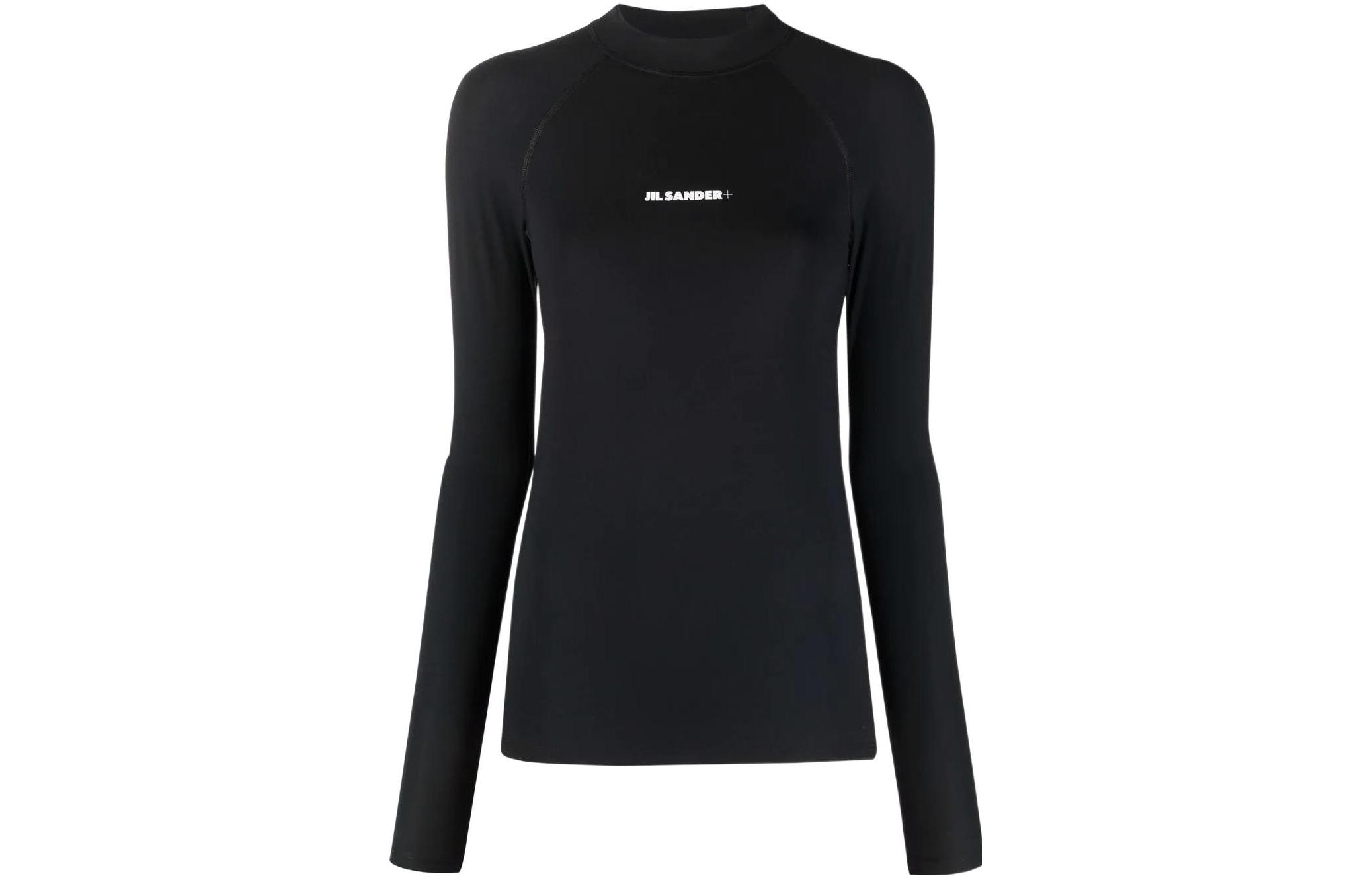 Order (W) JIL SANDER SS22 黑色长袖徽标印花拼接细节POLO衫 JPPU7835-20WU478-008