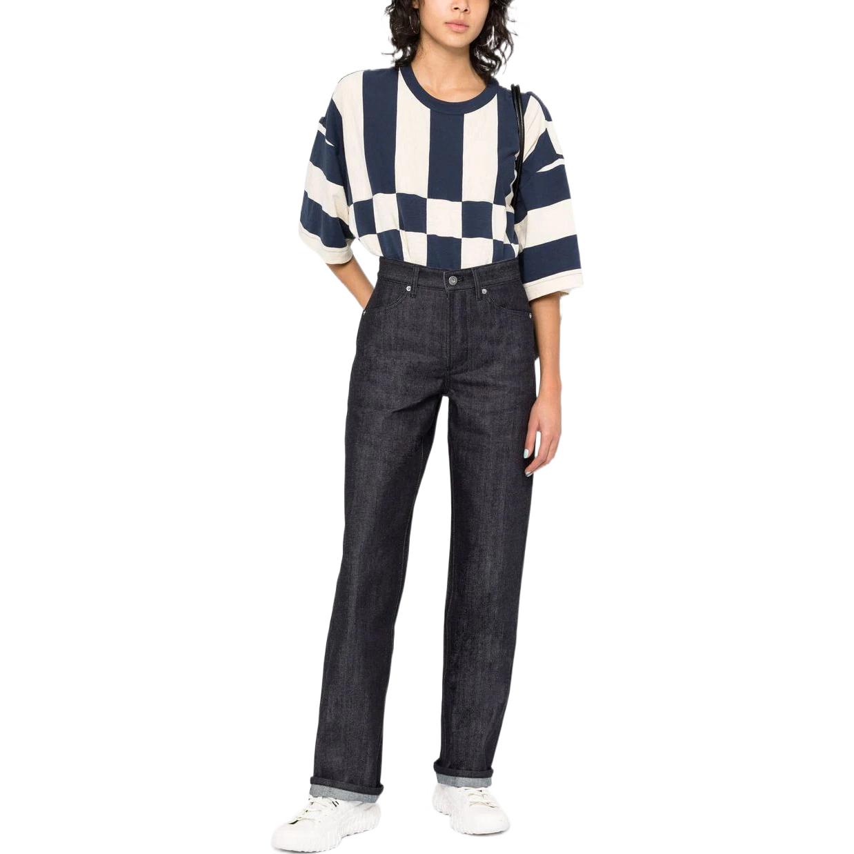 Lookbook (Women) Jil Sander SS22  Straight-Leg Dark Blue Jeans with Solid Label. JPPU663161WU246700405