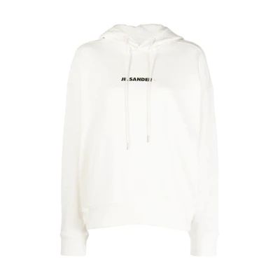 (Women) JIL SANDER SS22 White Logo Print Pullover Hoodie Long Sleeve. J40GU0002J45050102