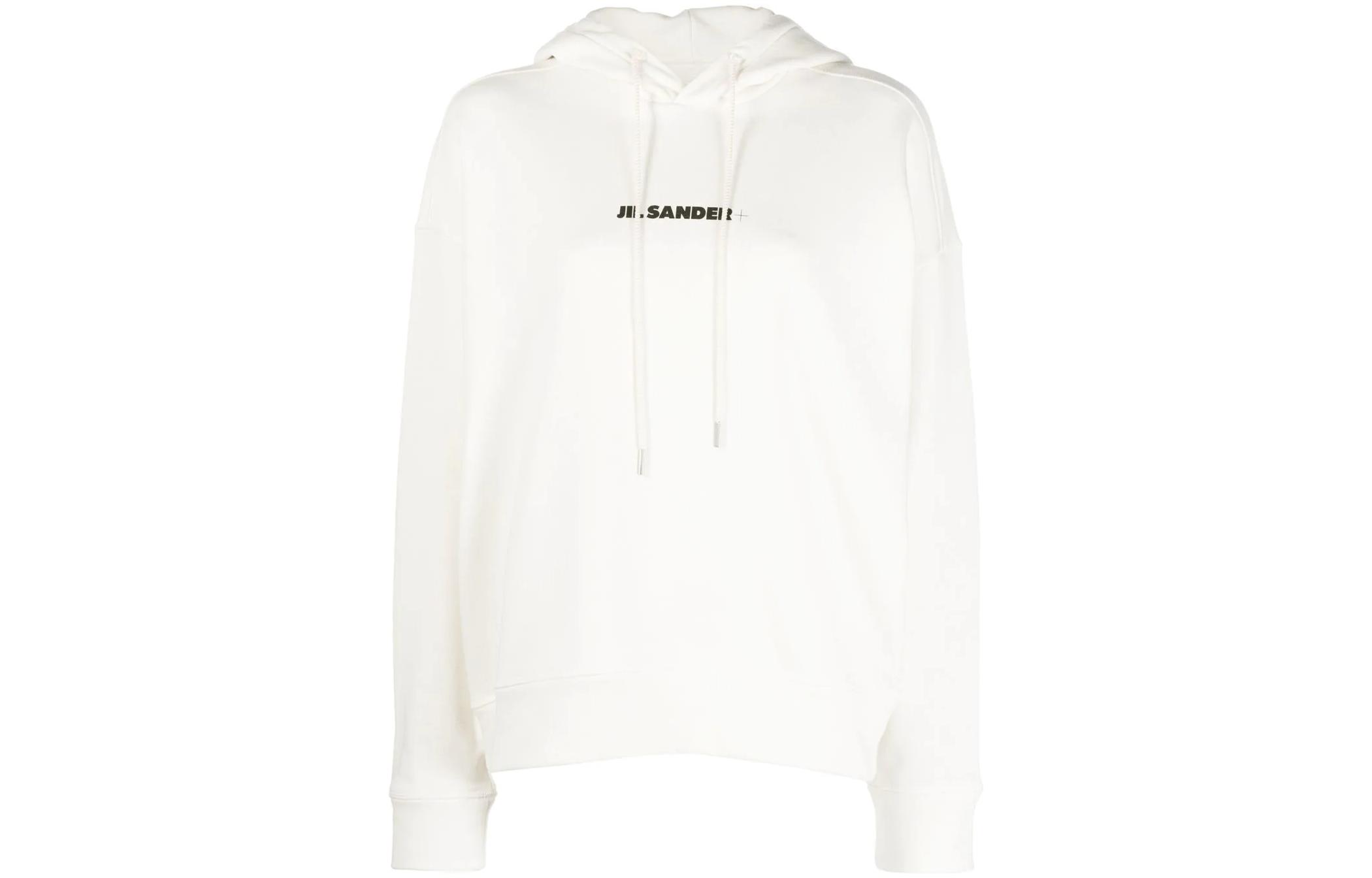 Order (W) 吉尔·桑德 SS22 白色 Logo 印花连帽卫衣长袖。 J40GU0002J45050102