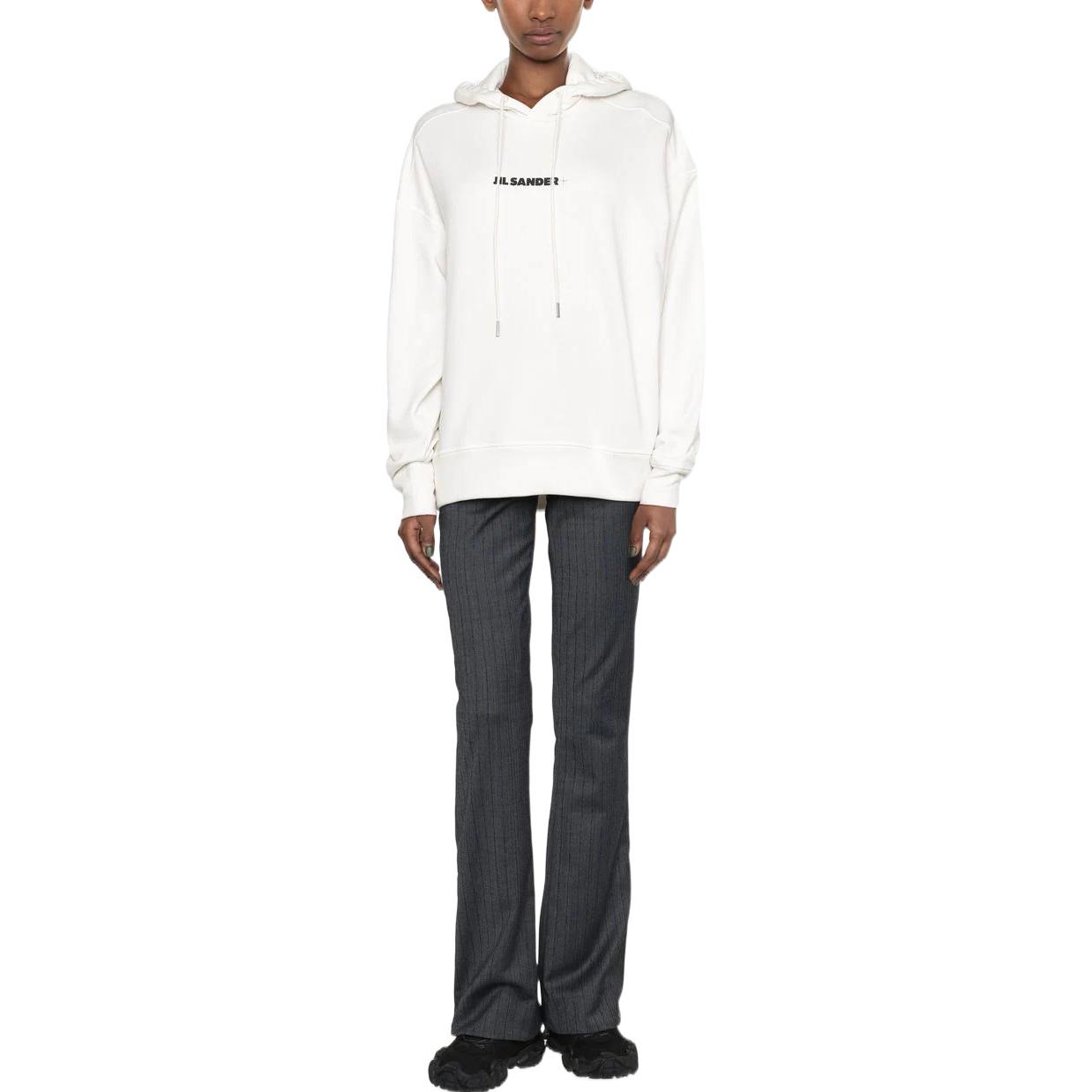 Lookbook (W) 吉尔·桑德 SS22 白色 Logo 印花连帽卫衣长袖。 J40GU0002J45050102
