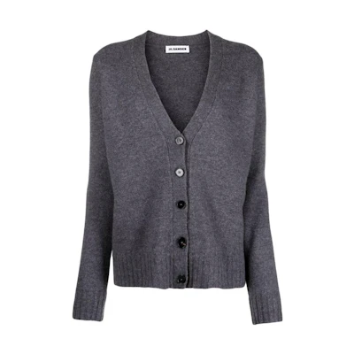 (Women) Jil Sander SS22 Oversized Single-Breasted Wool V-Neck Sweater Women Grey J02GP0055J14506032