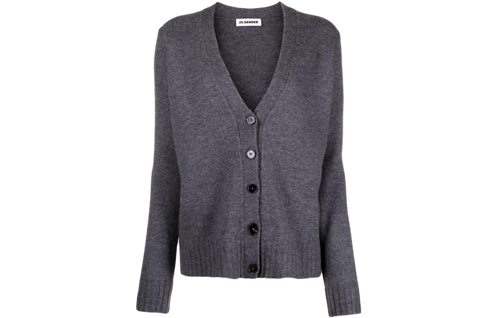 Order (W) Jil Sander 女款灰色SS22寬鬆單排扣羊毛V領毛衣 J02GP0055J14506032