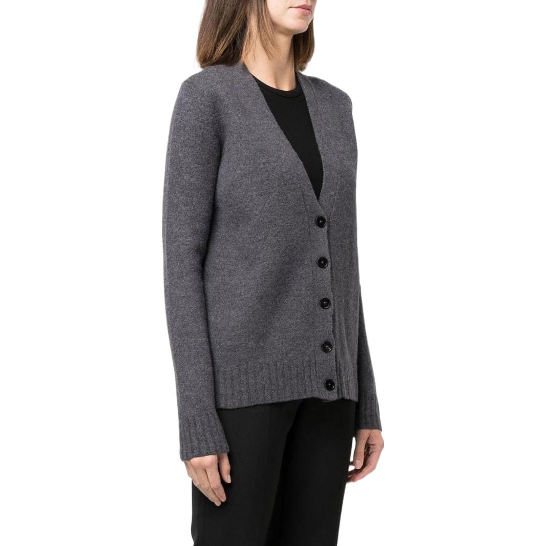 Purchase (W) Jil Sander 女款灰色SS22寬鬆單排扣羊毛V領毛衣 J02GP0055J14506032