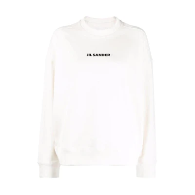 (Women) Jil Sander SS22 White Crewneck Logo Print Long Sleeve Sweatshirt Women. JPPU707513WU248608-102