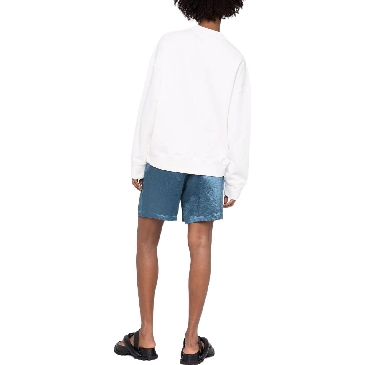 Shop (W) 질 샌더 SS22 화이트 로고 프린트 긴팔 크루넥 스웨트셔츠 여성. JPPU707513WU248608-102