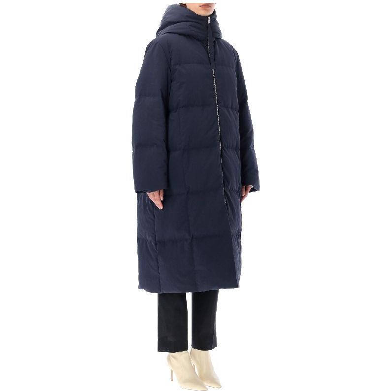Shop (Women) Jil Sander SS23  Navy Quilted Loose-Fit Down Jacket Basic Zipper Style J40AF0013-J70008-402