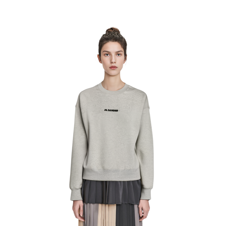 Sizing (W) ジルサンダー SS23 グレー クルーネックスウェットシャツ ロゴプリント入り J40GU000-1J20010-052