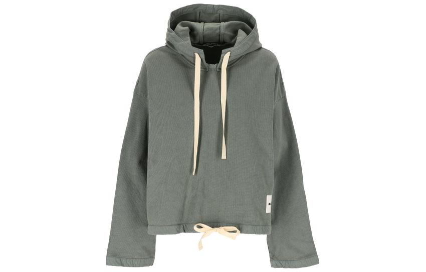(Women) JIL SANDER SS23 Solid Color Drawstring Hem Hoodie Women’s Gray-Green J40GU0009-JTN030-043