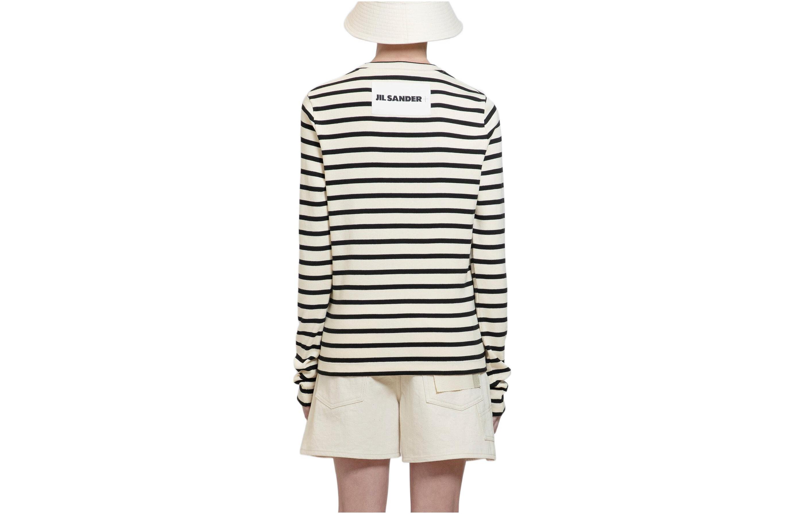 Lookbook (Women) Jil Sander SS23 Striped Crewneck Pullover Long Sleeve T-Shirt Women Black White J40NH0003-J46497-080