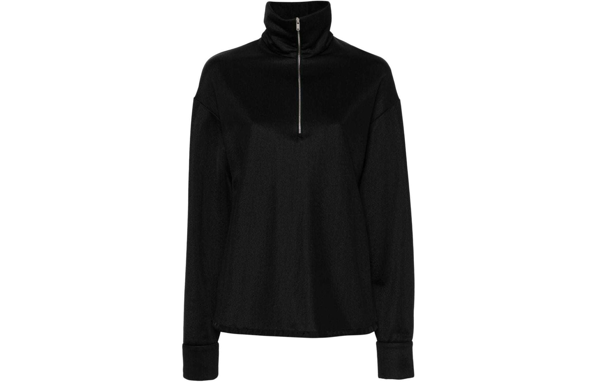 Order (Women) JIL SANDER SS24  Black Half-Zip Pullover Sweatshirt. J02GU0107J20140-BLACK