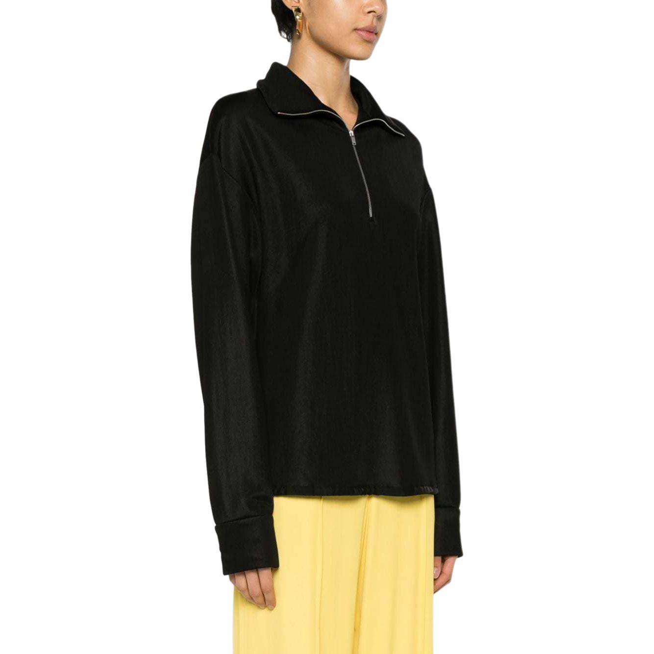 Shop (Women) JIL SANDER SS24  Black Half-Zip Pullover Sweatshirt. J02GU0107J20140-BLACK