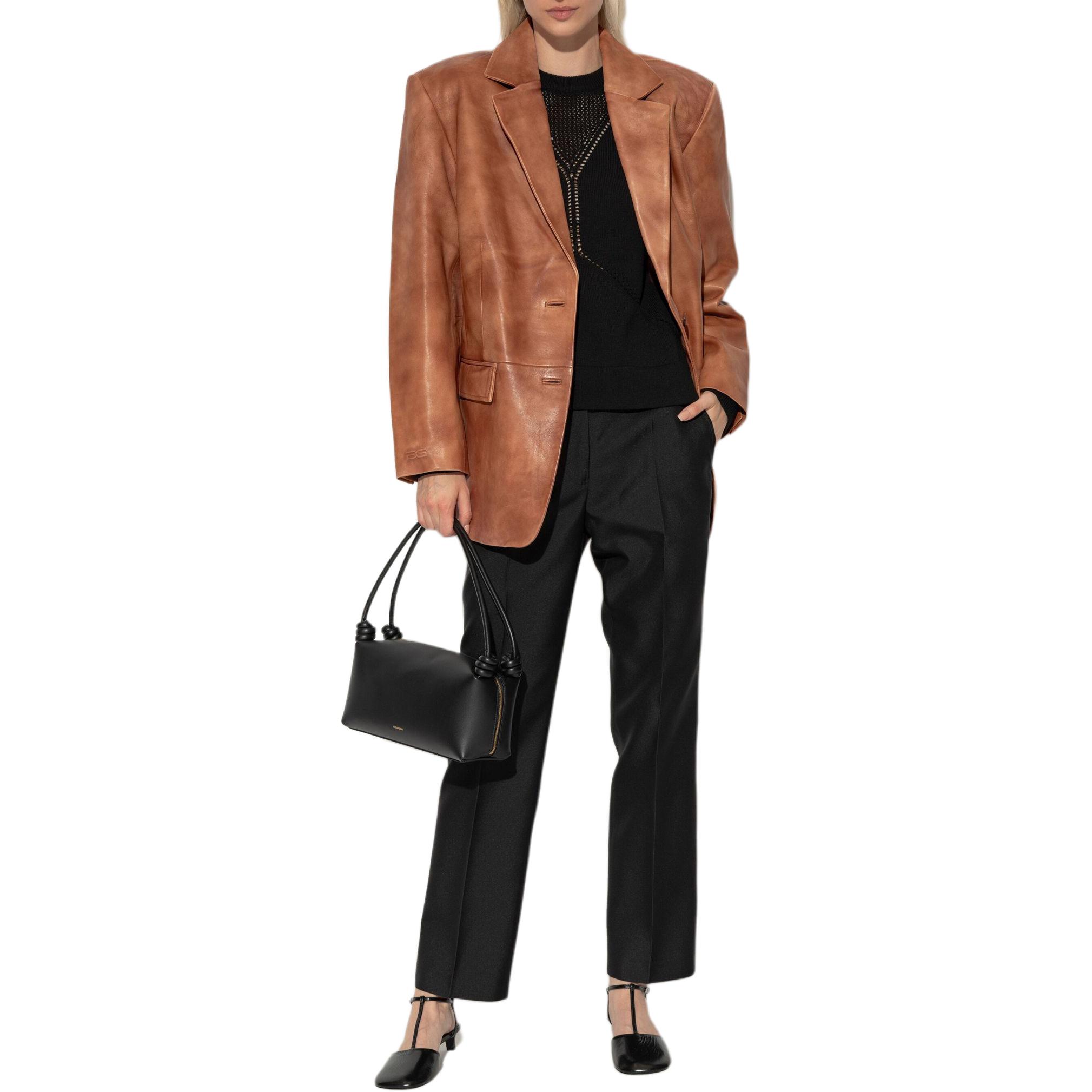 Lookbook (Women) Jil Sander SS24  Black Knit Pullover Crewneck Sweater Long Sleeve J01GP0117J14617-BLACK