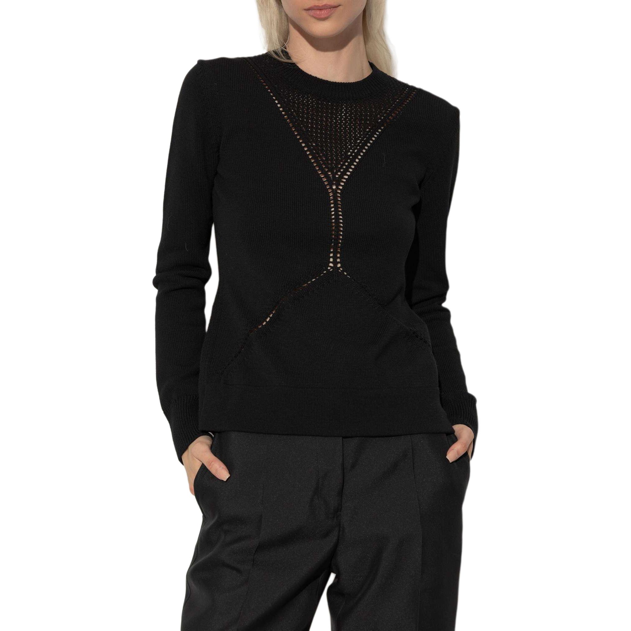 Purchase (Women) Jil Sander SS24  Black Knit Pullover Crewneck Sweater Long Sleeve J01GP0117J14617-BLACK