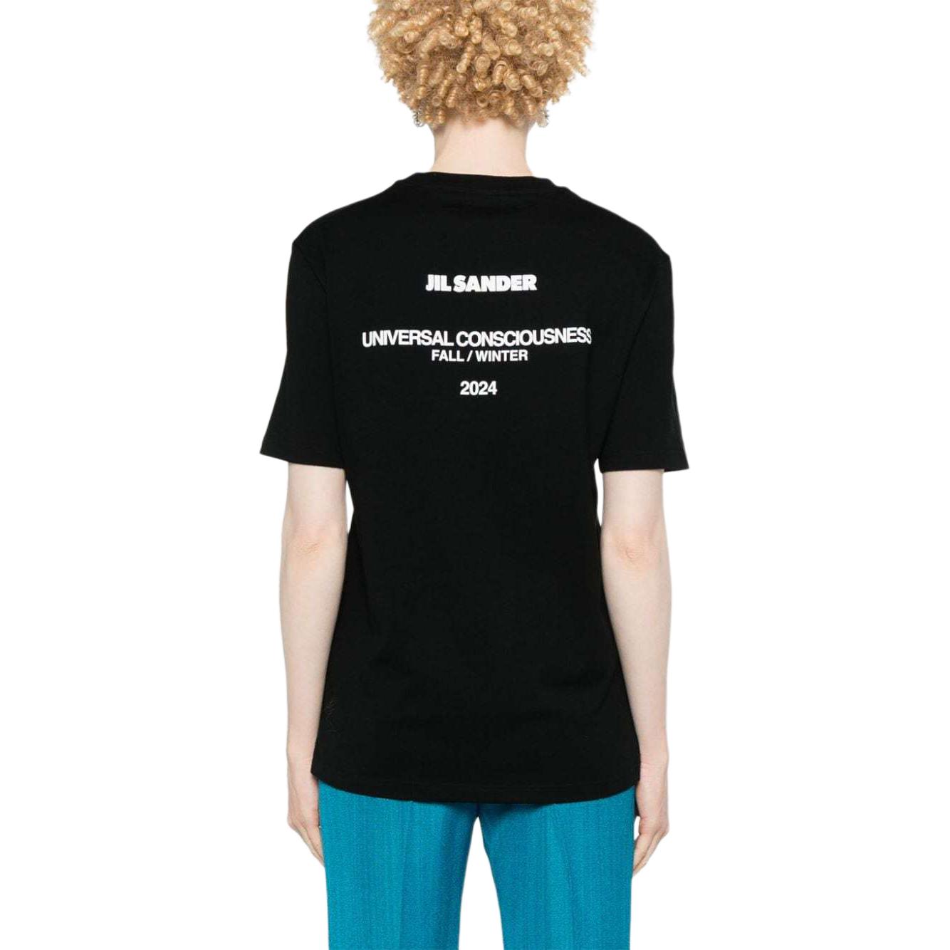 Shop (W) 吉尔·桑德 JIL SANDER SS24 黑色标志图案舒适圆领T恤。 J02GC0128J46219-BLACK