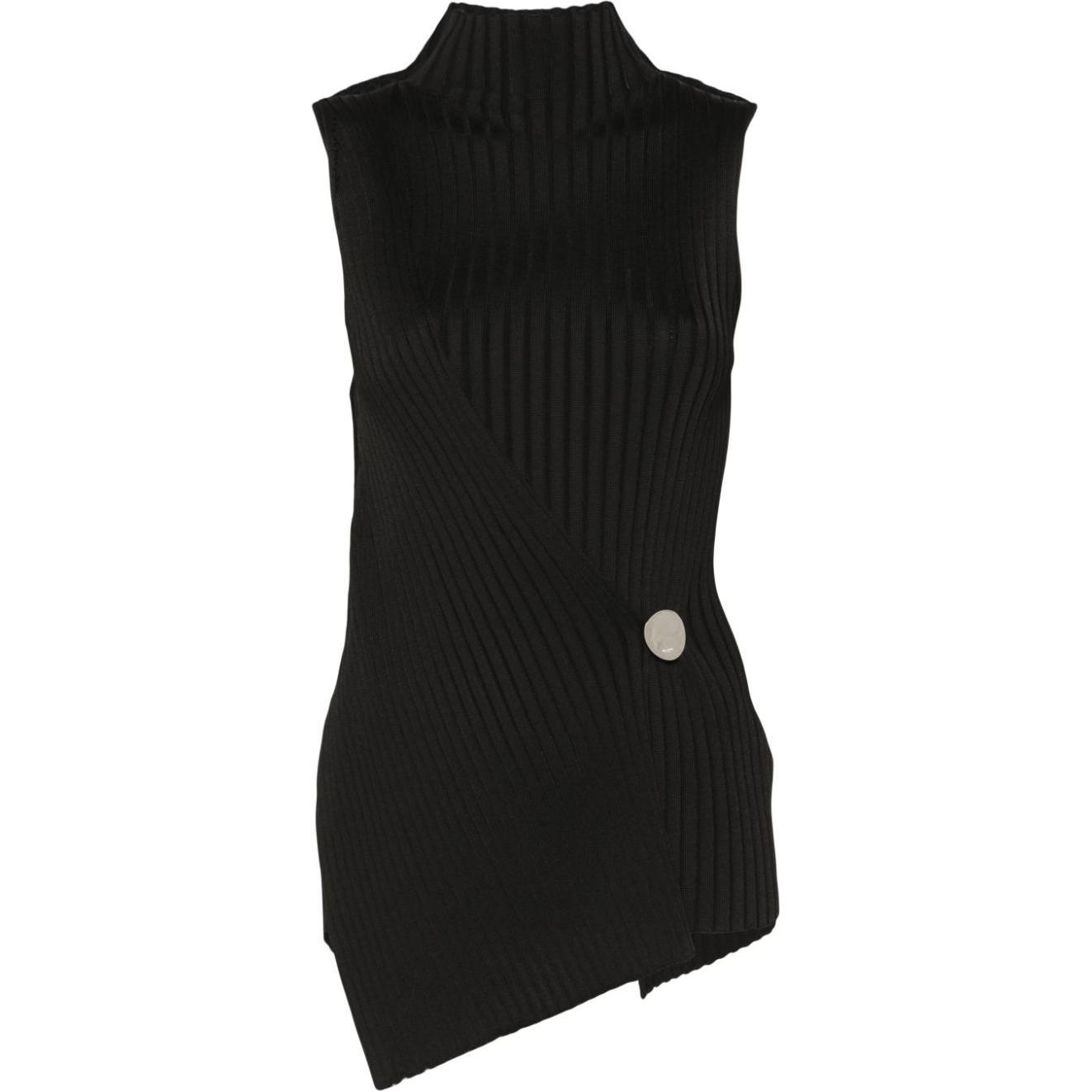 (Women) JIL SANDER SS24  Black Sleeveless Turtleneck Knitted Vest. J02NC0222J18313-BLACK