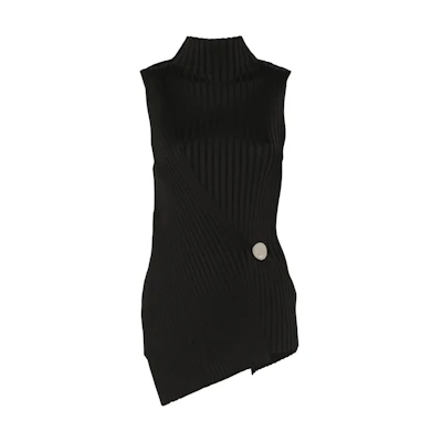 (Women) JIL SANDER SS24 Black Sleeveless Turtleneck Knitted Vest. J02NC0222J18313-BLACK