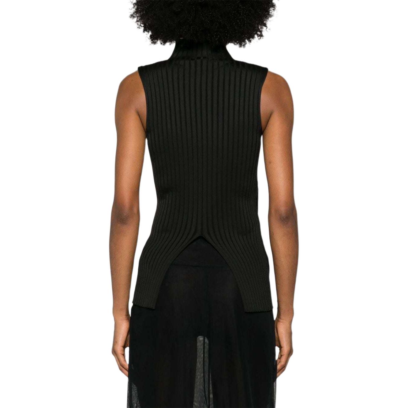 Shop (W) JIL SANDER SS24 黑色無袖高領針織背心 J02NC0222J18313-BLACK