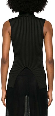 (W) JIL SANDER SS24 黑色無袖高領針織背心 J02NC0222J18313-BLACK Shop (W) JIL SANDER SS24 黑色無袖高領針織背心 J02NC0222J18313-BLACK