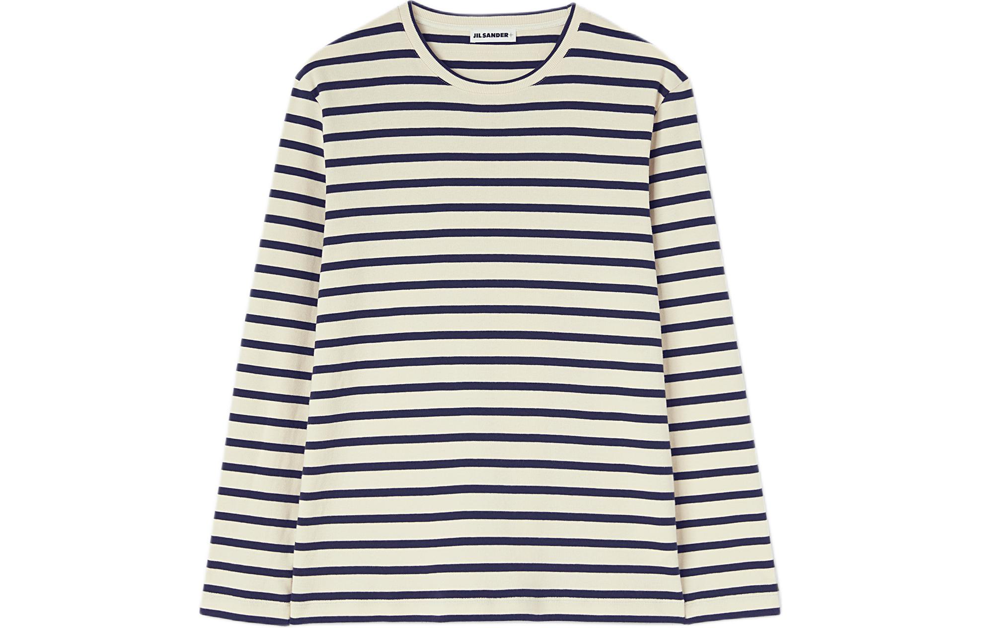 (Women) JIL SANDER SS24  Classic Striped Long-Sleeve Cotton T-Shirt White J40NH0003-J46497-124