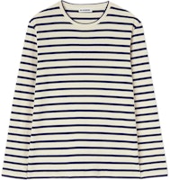 (Women) JIL SANDER SS24 Classic Striped Long-Sleeve Cotton T-Shirt White J40NH0003-J46497-124 (Women) JIL SANDER SS24 Classic Striped Long-Sleeve Cotton T-Shirt White J40NH0003-J46497-124