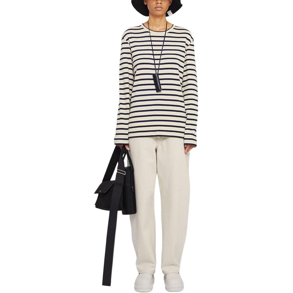 Shop (W) 吉尔·桑达 SS24 经典条纹长袖纯棉T恤 白色 J40NH0003-J46497-124