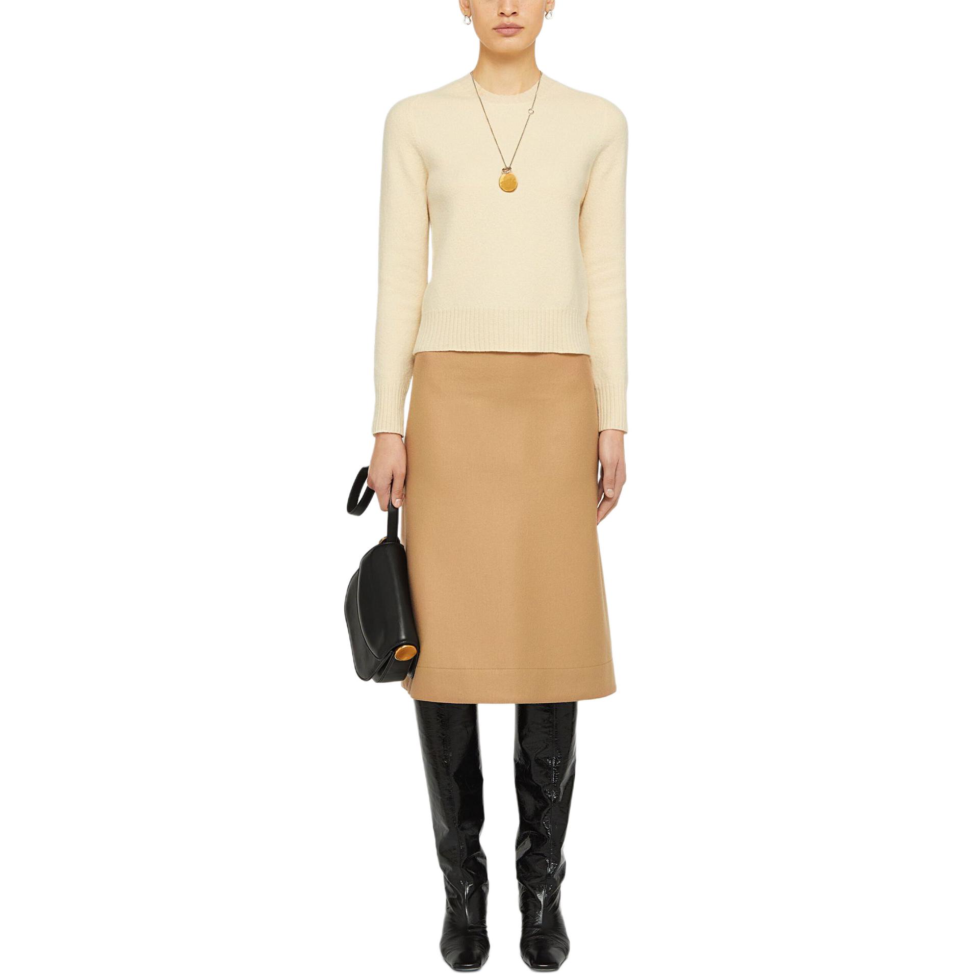 Lookbook (Women) Jil Sander SS24  High-Waist Beige Casual Elastic Waist Maxi Skirt. J02MA0231J40045-BEIGE