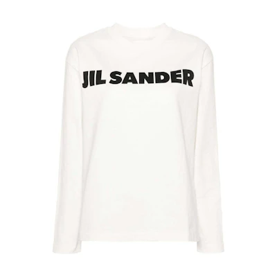 (Women) JIL SANDER SS24 Ivory White Logo Pattern Crewneck Sweatshirt. J02GC0107J45148-WHITE