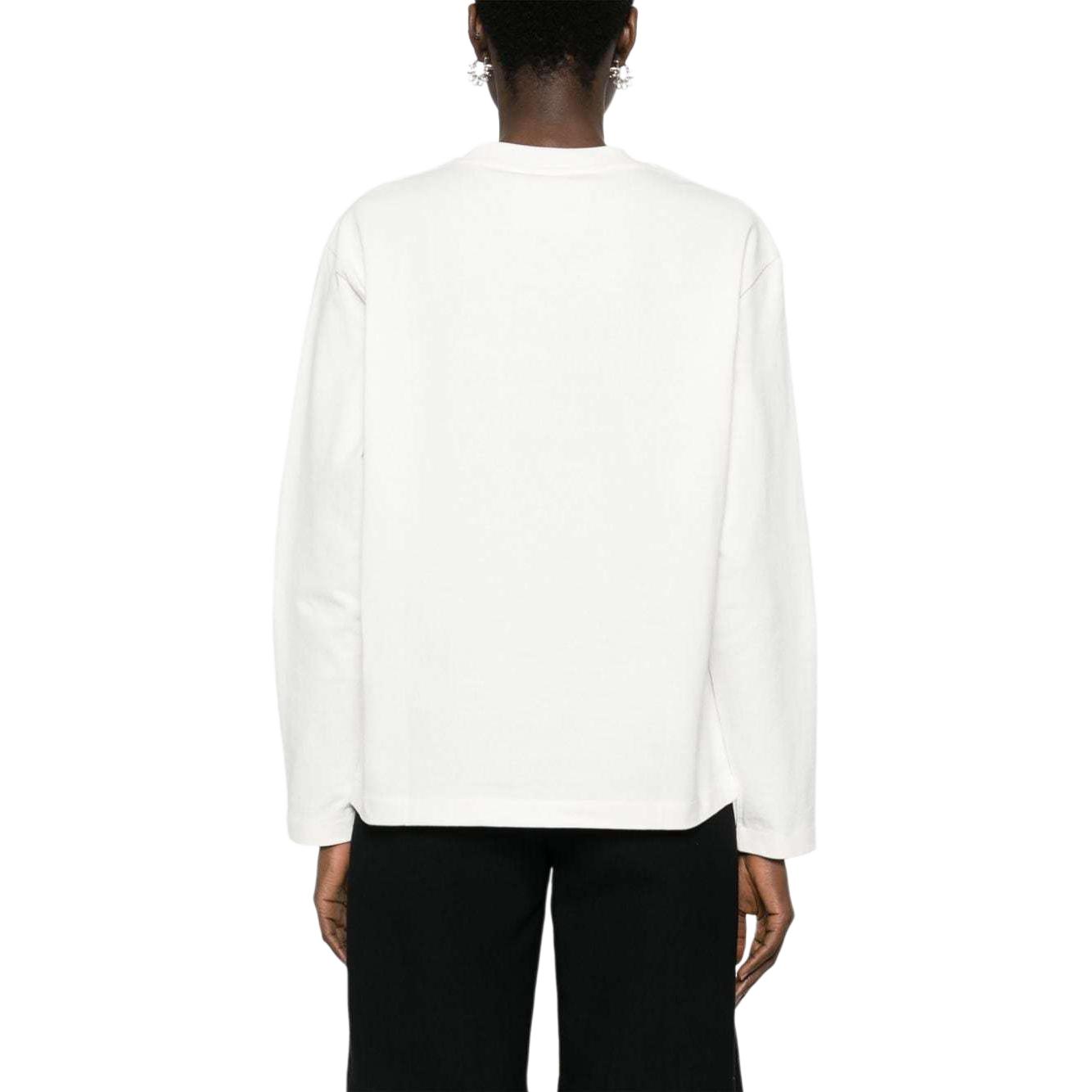 Shop (W) ジルサンダー SS24 アイボリー ホワイト ロゴ柄 クルーネック スウェットシャツ J02GC0107J45148-WHITE