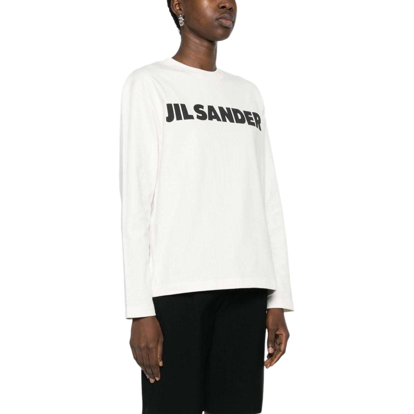 Purchase (W) ジルサンダー SS24 アイボリー ホワイト ロゴ柄 クルーネック スウェットシャツ J02GC0107J45148-WHITE