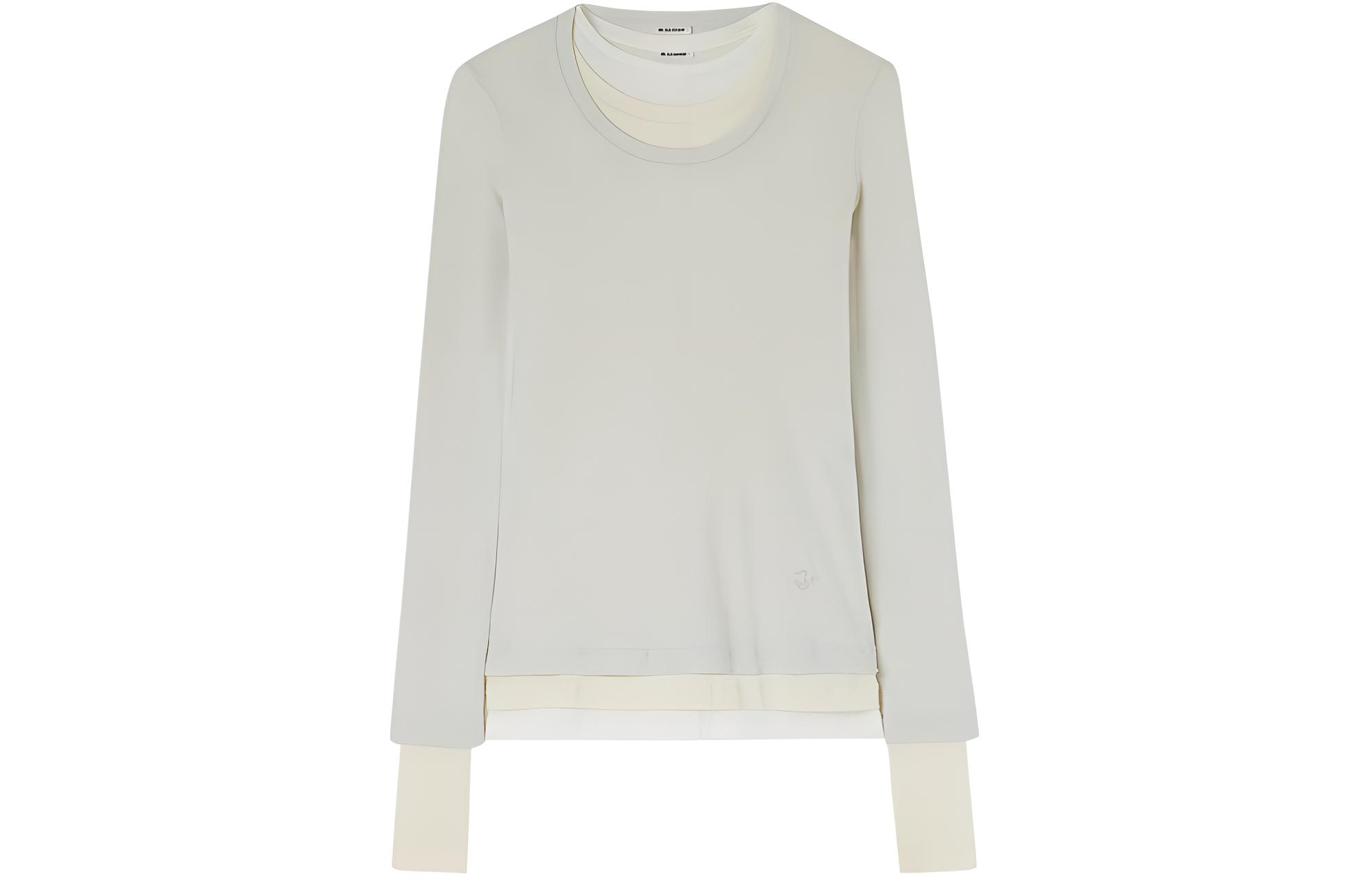 (Women) JIL SANDER SS24  Layered Colorblock Knit Long Sleeve Tee Gray. J40FV0104JTN356-GREY